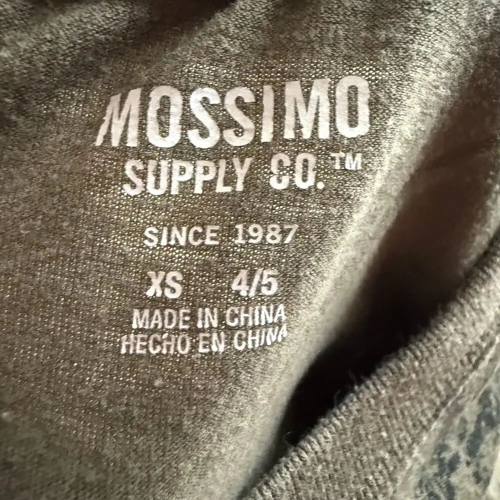 Mossimo Boys Tee Olive‎ Green Black Marble Look Short Sleeve XS 4 5 V-Neck